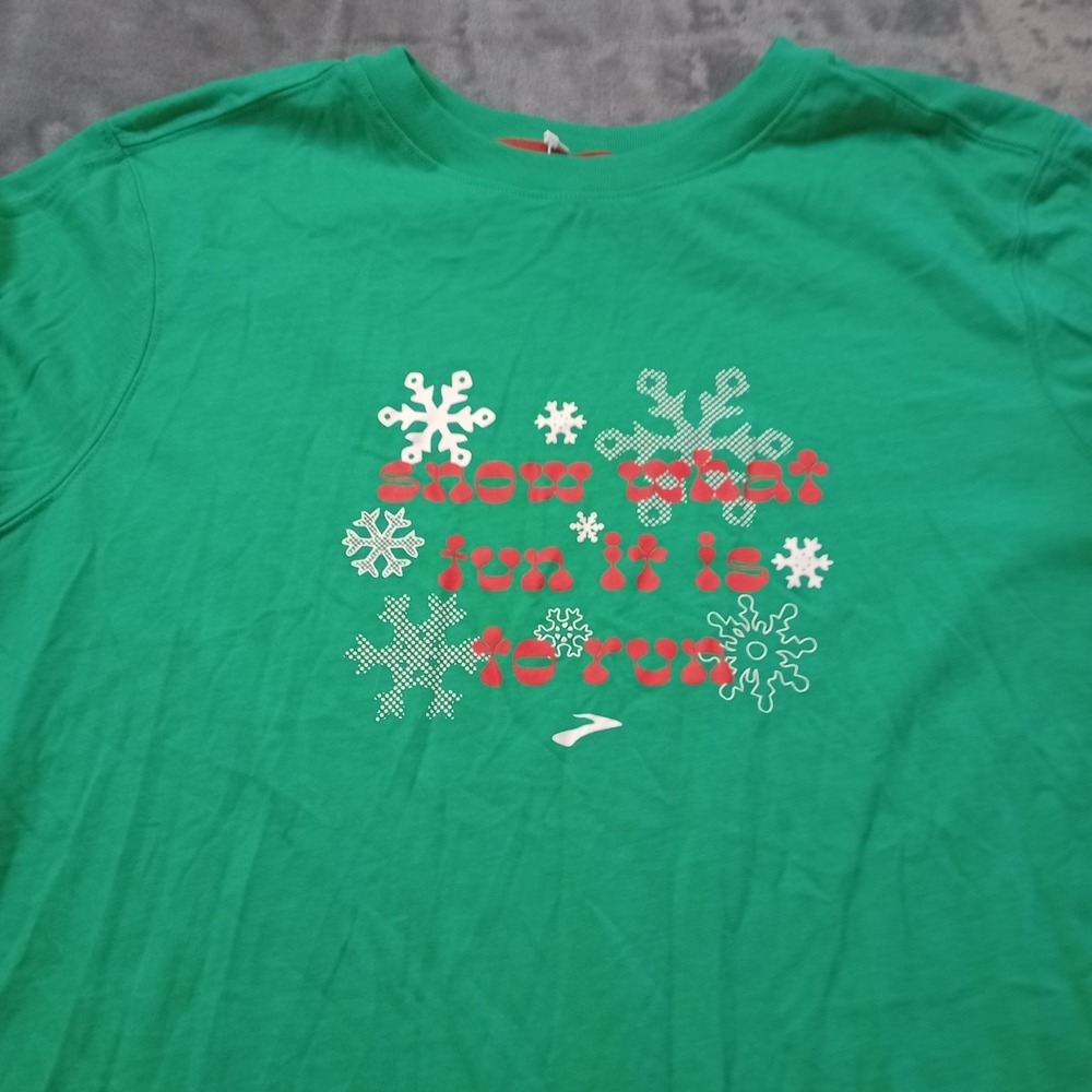 Brooks Women's Run Merry Shirt Long Sleeves Christmas Holiday Active Size Large